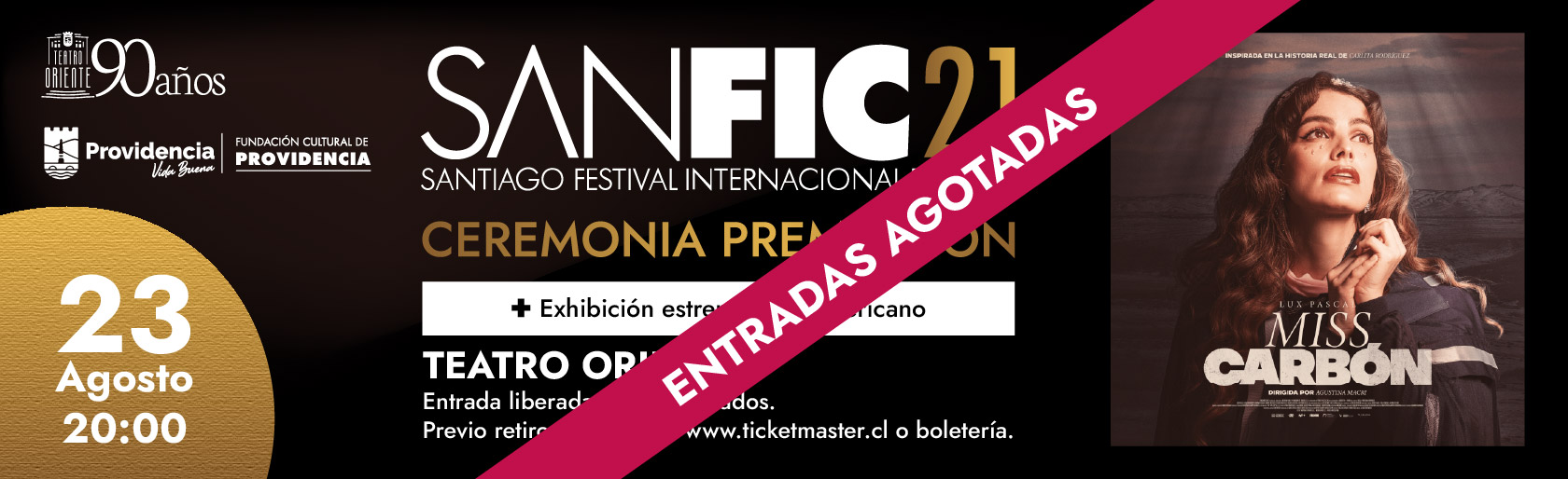SANFIC21: CEREMONIA PREMIACIÓN + ESTRENO “MISS CARBÓN”